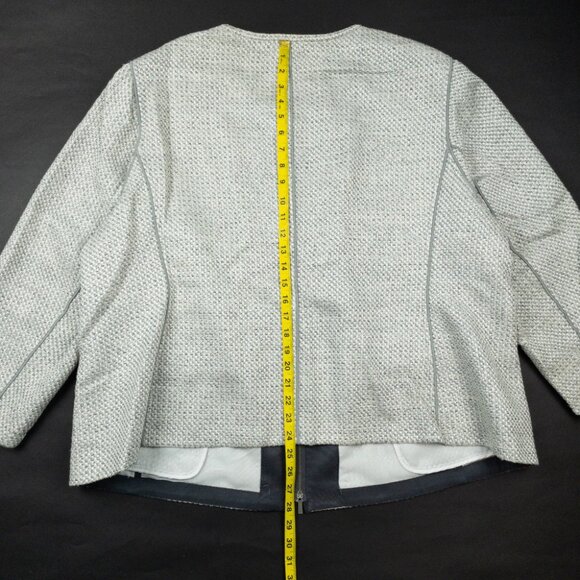Lafayette 148 Tweed Zip Jacket Women's 3X Linen Blend Geometric Full Zip Blazer - Picture 12 of 16